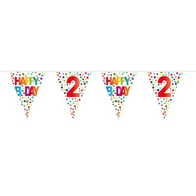 Banderines Happy Bday Dots 2 años - 10 metros