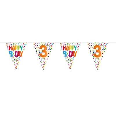 3 Years Happy Bday Dots Bunting - 10 meters