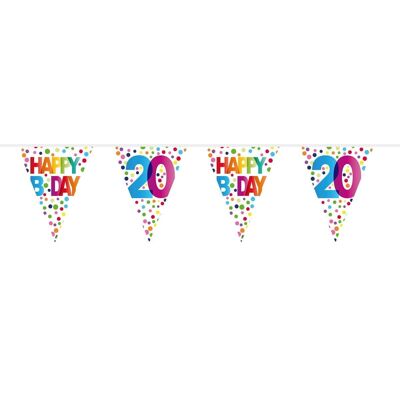 20 anni Happy Bday Dots Bunting - 10 metri