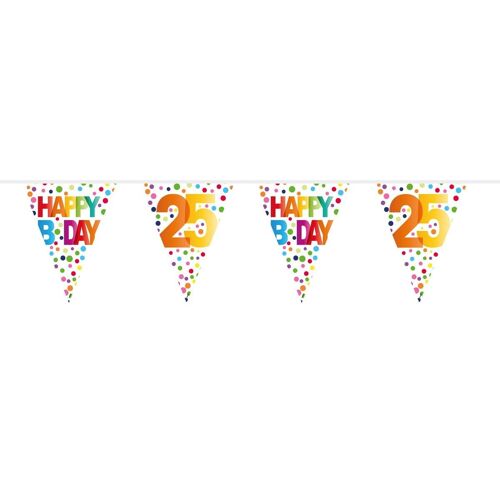 25 Jaar Happy Bday Dots Vlaggenlijn - 10 meter