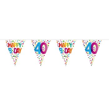 Guirlande Happy Bday Dots 40 ans - 10 mètres 1