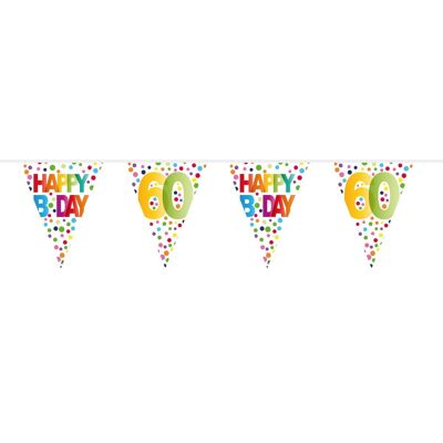 60 Years Happy Bday Dots Bunting - 10 meters