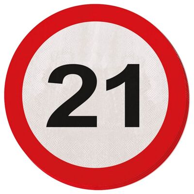 21 years traffic sign napkins - 20 pieces
