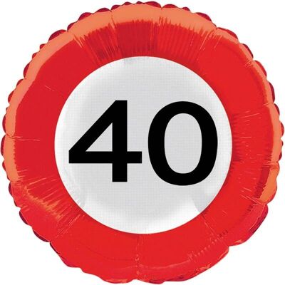 40 years road sign foil balloon - 46 cm