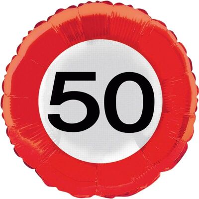 50 years road sign foil balloon - 46 cm