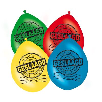 Meerkleurige Geslaagd Ballonnen 30cm - 8 stuks