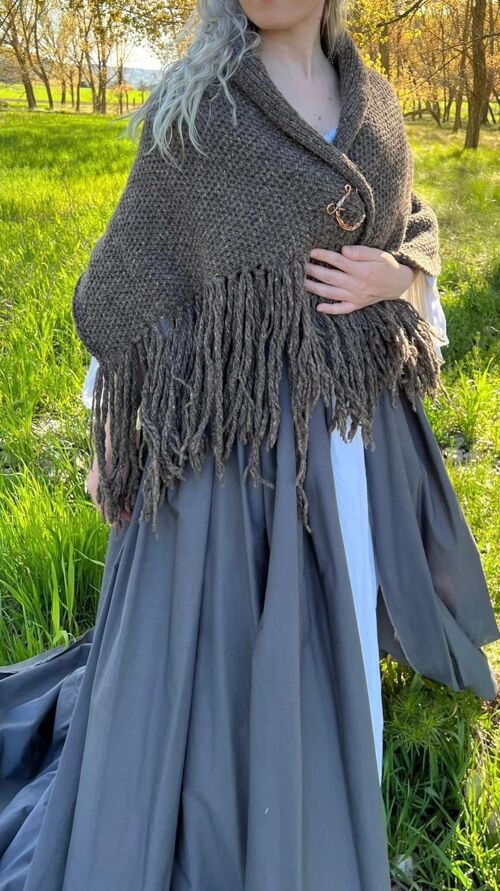 Mantón Outlander hecho a mano marrón inspirado en el de Claire - Cottagecore lana natural