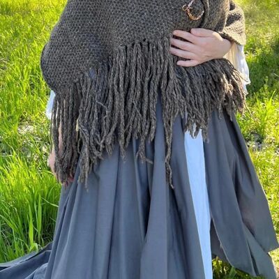 Claire's Inspired Brown Handmade Outlander Shawl - Cottagecore Natural Wool