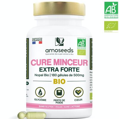 Cura Adelgazante Orgánica, Extra Fuerte | Nopal Orgánico | 180 cápsulas de 500mg