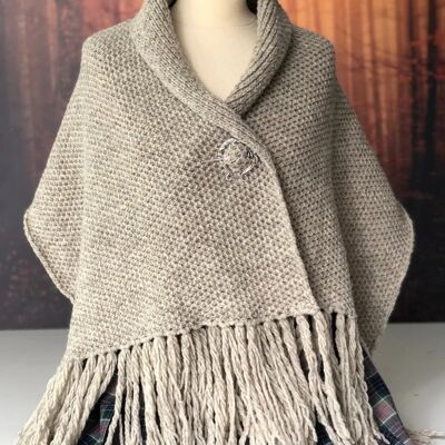 Mantón Outlander hecho a mano beige inspirado en el de Claire - Cottagecore lana natural
