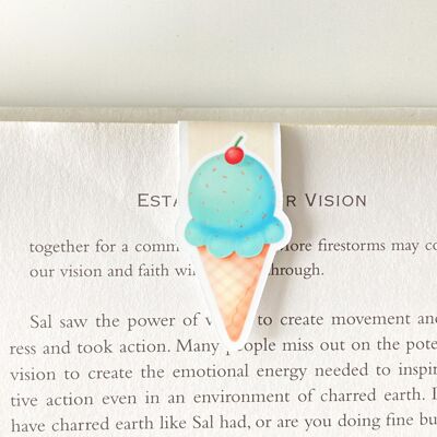 Ice cream Magnetic Bookmark | Cute Summer Stationery | Page Marker