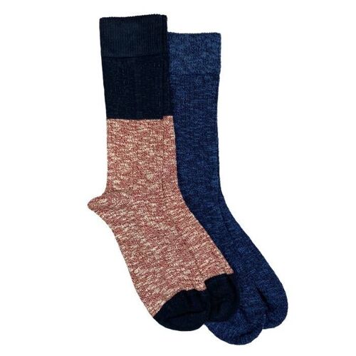 Classic Height Cotton Socks - Vintage 2-Pack Navy