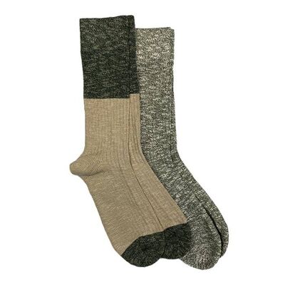 Classic Height Cotton Socks - Vintage 2-Pack Olive