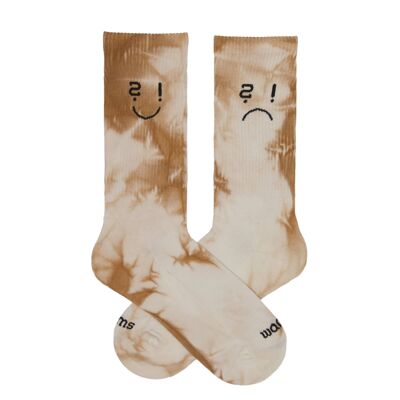 Classic Height Organic Cotton Crew Socks - Tie Dye Beige