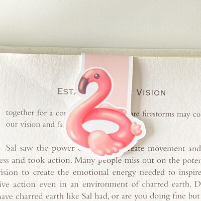 Inflatable Flamingo Magnetic Bookmark | Cute Summer Stationery | Page Marker