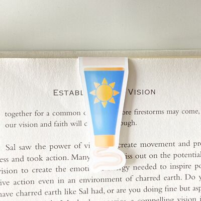 Sunscreen Magnetic Bookmark | Cute Summer Stationery | Page Marker