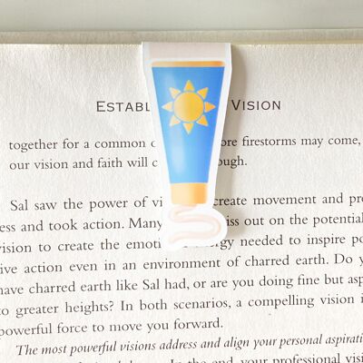 Sunscreen Magnetic Bookmark | Cute Summer Stationery | Page Marker
