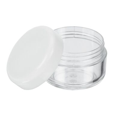 Cosmetic jar, plastic, white lid, for 6 ml, Ø 2.9 cm, height: 2 cm