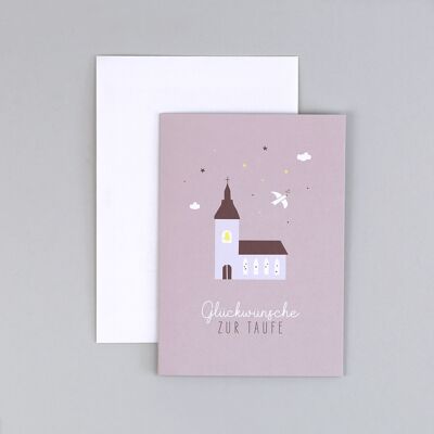 Christening card Church Gabriel Mauve