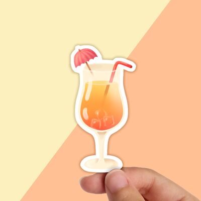 Cocktail Waterproof Vinyl Sticker, Summer Stationery,