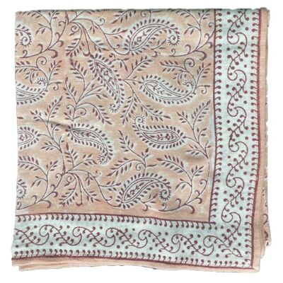 Printed scarf “Indian flowers” Kashmire Pink