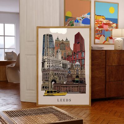 Leeds Landmarks Art Print / Affiche de Leeds / Cadeau de Leeds