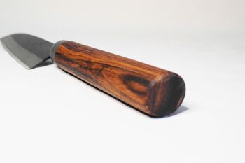 Couteau de cuisine professionnel, couteau d'office super tranchant en acier au carbone, avec manche en bois de tamarin ovale massif, forme classique Nakiri, fabriqué à la main au Vietnam 2