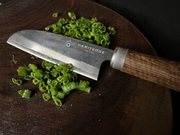 Couteau d'office HERITEDGE - couteau de cuisine tranchant en acier au carbone - forgé à la main au Vietnam - avec manche ovale en bois de tamarin, couteau de chef 12 cm 4