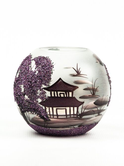 Handpainted Glass Vase | Violet Chinese Interior Design Home Room Decor | Table vase 6 inch | 5578/180/855