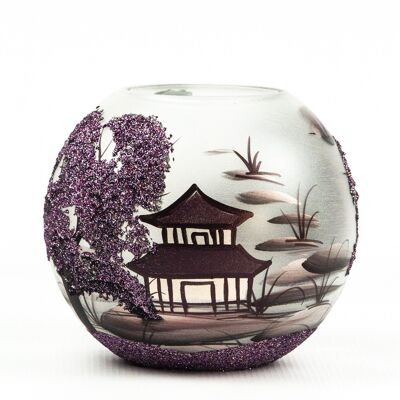 Vaso in vetro dipinto a mano | Viola cinese Interior Design Home Room Decor | Vaso da tavolo 6 pollici | 5578/180/855