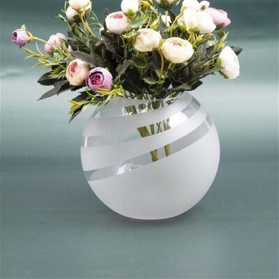 Handpainted Glass Vase | Matt White Interior Design Home Room Decor | Table vase 6 inch | 5578/180/mt295