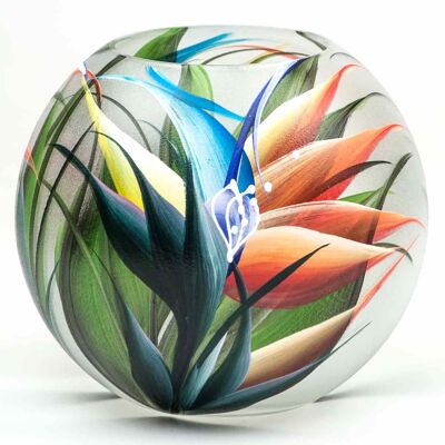 Handpainted Glass Vase for Flowers | Painted Art Glass Vase | Interior Design Home Room Decor | Table vase 6 in | 5578/180/sh119