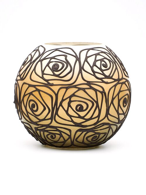 Handpainted Glass Vase | Orange Bowl Interior Design Home Room Decor | Table vase 6 inch | 5578/180/sh120