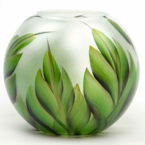 Handpainted Glass Vase for Flowers | Painted Art Glass Vase | Interior Design Home Room Decor Tropical | Table vase 6 inch | 5578/180/sh124.1