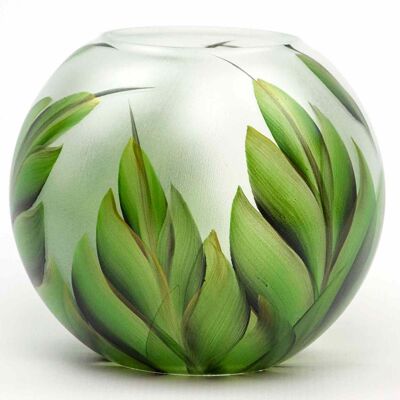 Vase en verre peint à la main pour fleurs | Vase en verre d'art peint | Design d'intérieur Home Room Decor Tropical | Vase de table 6 pouces | 5578/180/sh124.1