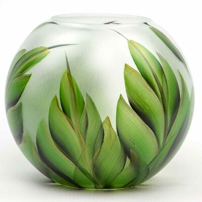 Florero de Vidrio Pintado a Mano para Flores | Jarrón de cristal de arte pintado | Diseño de interiores Decoración de la habitación del hogar Tropical | Florero de mesa de 6 pulgadas | 5578/180/sh124.1