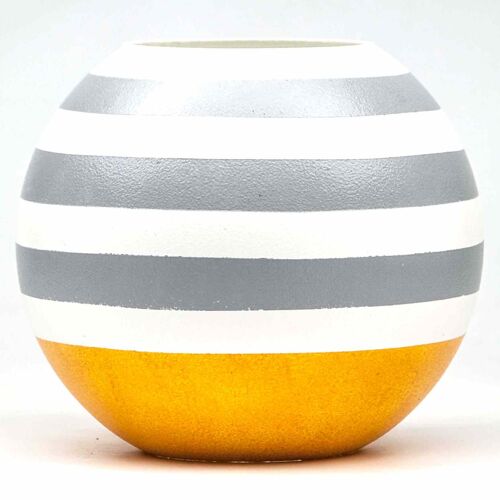 Handpainted Glass Vase for Flowers | Painted Art Glass Round Yellow Vase | Interior Design Home Room Decor | Table vase 6 inch | 5578/180/sh141.1