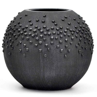 Vase en verre noir pour fleurs | Vase à bulles rond en verre d'art peint | Design d'intérieur Home Room Decor | Tableau vase noir 6 pouces | 5578/180/sh150.4