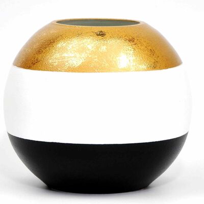Handpainted Glass Vase for Flowers | Painted Art Glass Round Vase | Interior Design Home Room Decor Gold Patina | Table vase 6 inch | 5578/180/sh179