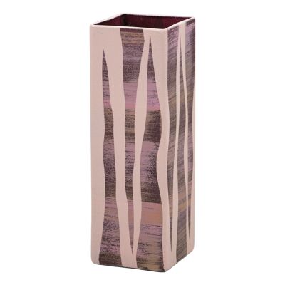 Handbemalte quadratische Glasvase für Blumen | Gemalte quadratische Vase aus Kunstglas | Innenarchitektur Wohnkultur | Tischvase 12 Zoll | 6360/300/sh103.5