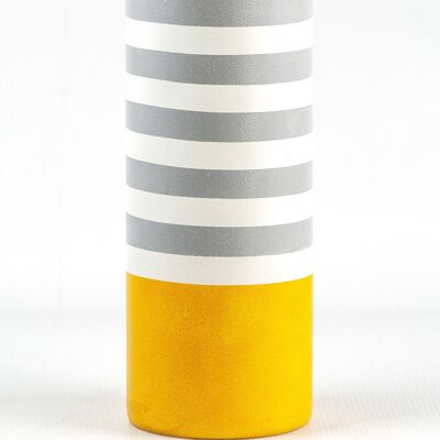 Handpainted Glass Vase for Flowers | Table Vase Art Decorated Yellow Cylinder | Interior Design | Home Decor | 7017/300/sh141.1
