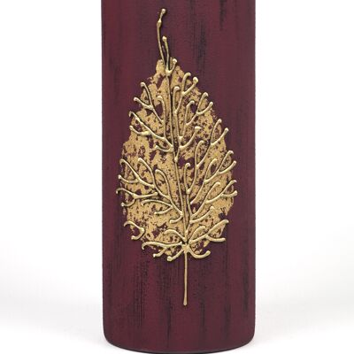 Handpainted Glass Vase for Flowers | Table Vase Art Decorated Burgundy Cylinder | Interior Design | Home Decor | 7017/300/sh161.6