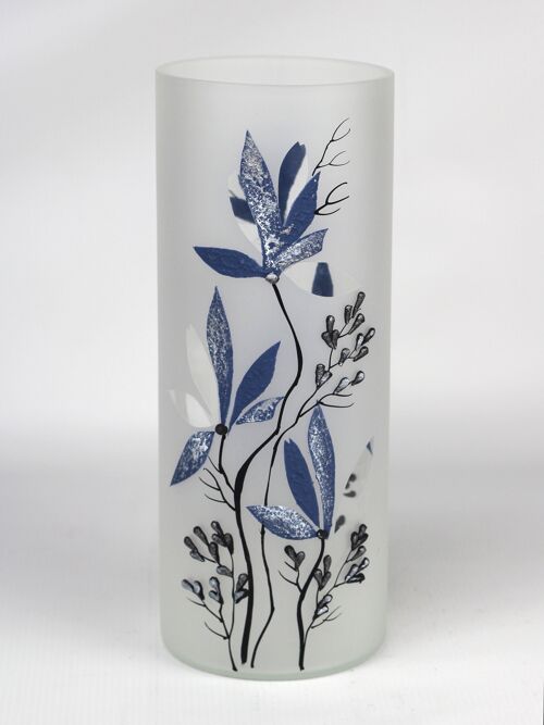 table blue art decorative glass vase 7017/300/sh335