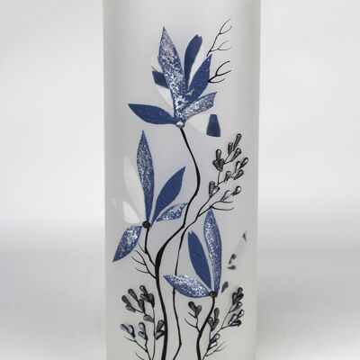 table blue art decorative glass vase 7017/300/sh335