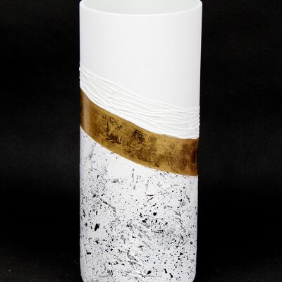 vaso da tavolo in vetro decorativo bianco artistico 7017/300/sh344