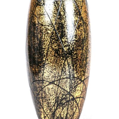 Vaso per fiori in vetro dipinto a mano | Vaso da tavolo ovale lucido dipinto Art | 7518/300/lk286