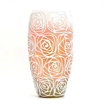 Vase en verre peint à la main pour fleurs | Vase ovale orange en verre d'art peint | Design d'intérieur Home Room Decor | Vase de table 12 po | 7518/300/sh120.1 1