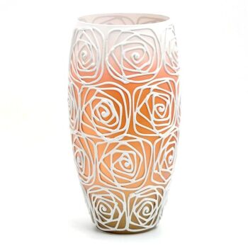 Vase en verre peint à la main pour fleurs | Vase ovale orange en verre d'art peint | Design d'intérieur Home Room Decor | Vase de table 12 po | 7518/300/sh120.1 2