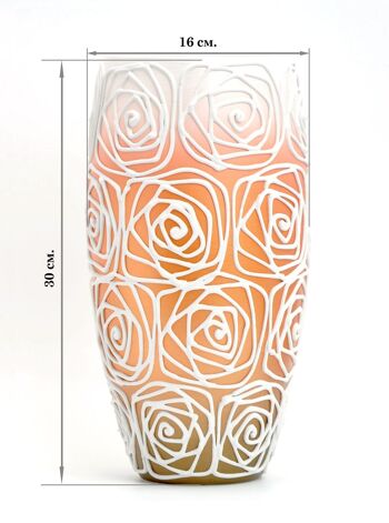 Vase en verre peint à la main pour fleurs | Vase ovale orange en verre d'art peint | Design d'intérieur Home Room Decor | Vase de table 12 po | 7518/300/sh120.1 3