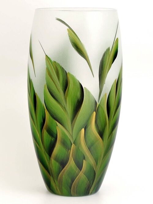 Handpainted Glass Vase for Flowers | Painted Art Glass Tropical Vase | Interior Design Home Room Decor | Oval Table vase 12 inch | 7518/300/sh124.1